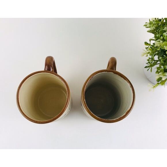 Set 2 Mexican Pottery Stoneware Mugs Signed ROS Mexico Marina Fiesta Hotel Spa - Picture 6 of 8